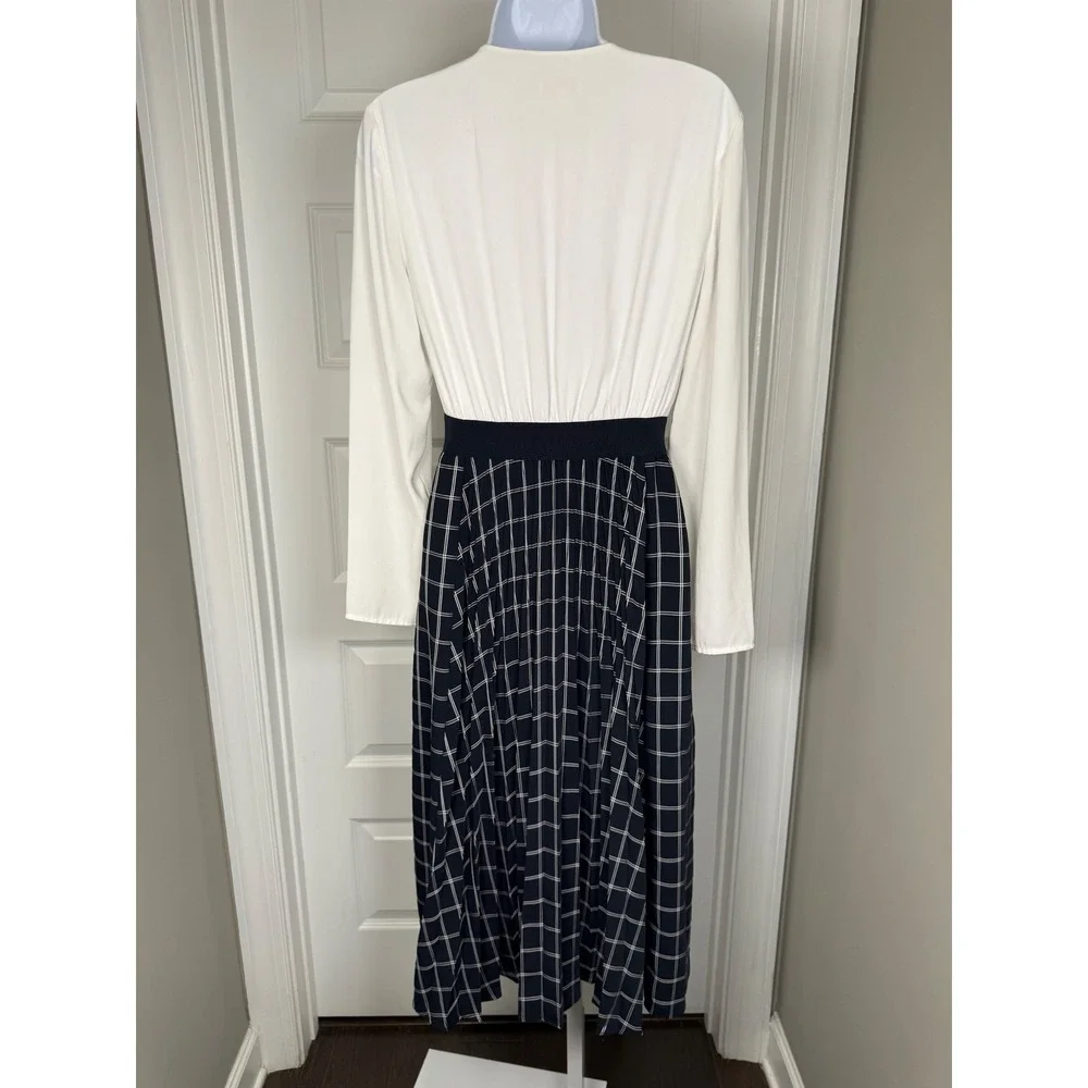 Ted Baker Fancesa Fit & Flare Check Midi Dress Ivory Black 2 Quiet‎ Luxury - Picture 7 of 9